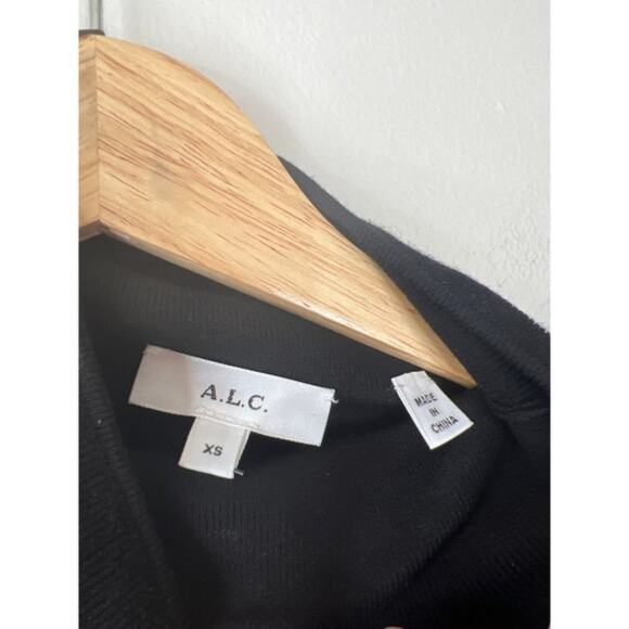 NEW A.L.C. Cutout Shoulder Long Sleeve Stretch Paquin Black Blouse Top Sz: XS - Picture 5 of 9